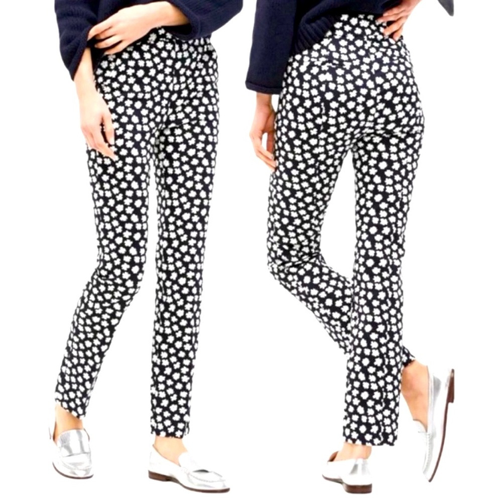 J.Crew Remi Pant Scattered Daisy Petite 2 Stretch Cotton Trouser Cropped Flowers